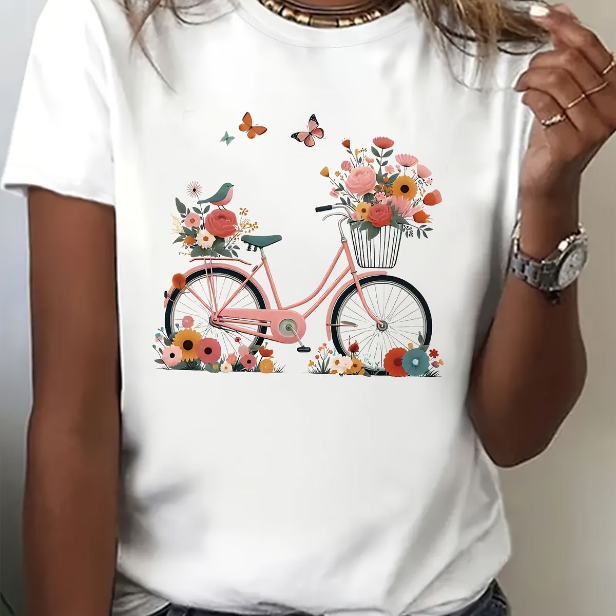 CAMISETA DAMA BICI-FLORES